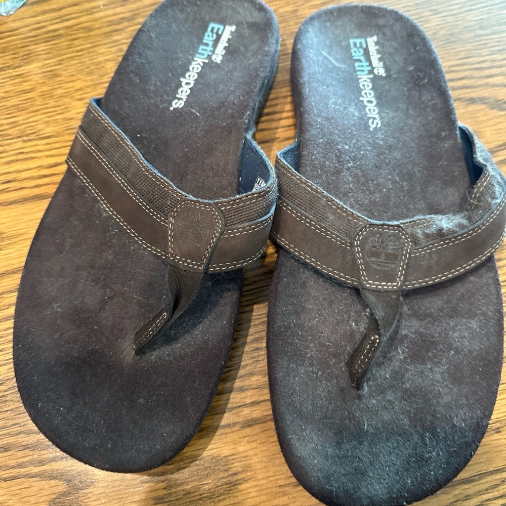 Men’s Timberland Earthkeepers Brown Leather flip flops- size 11